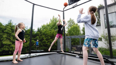 Trampoline with Basketball Hoop